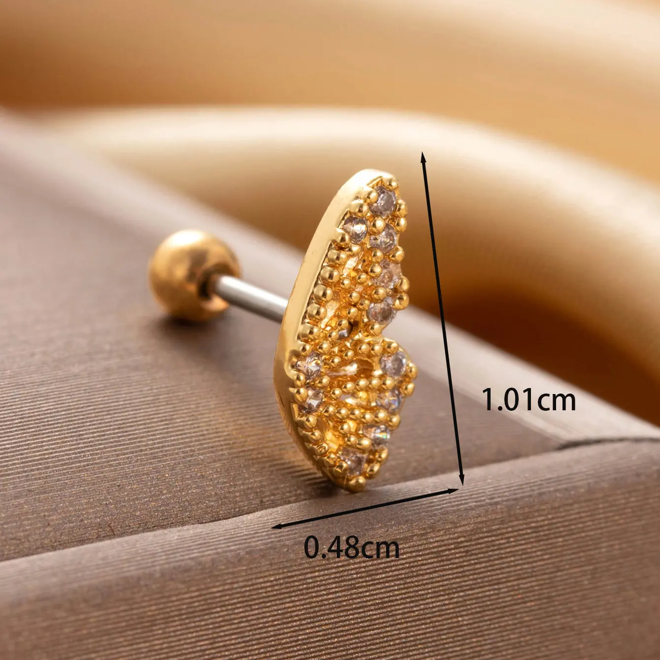 1 Piece Simple Series Classic Animal Copper  18K Gold Plated Zircon Women's Stud Earrings h5 